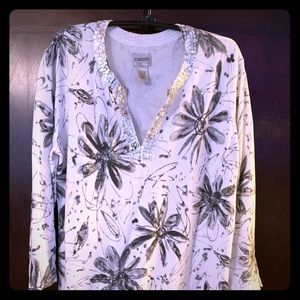 Tunic sweater with embellishments